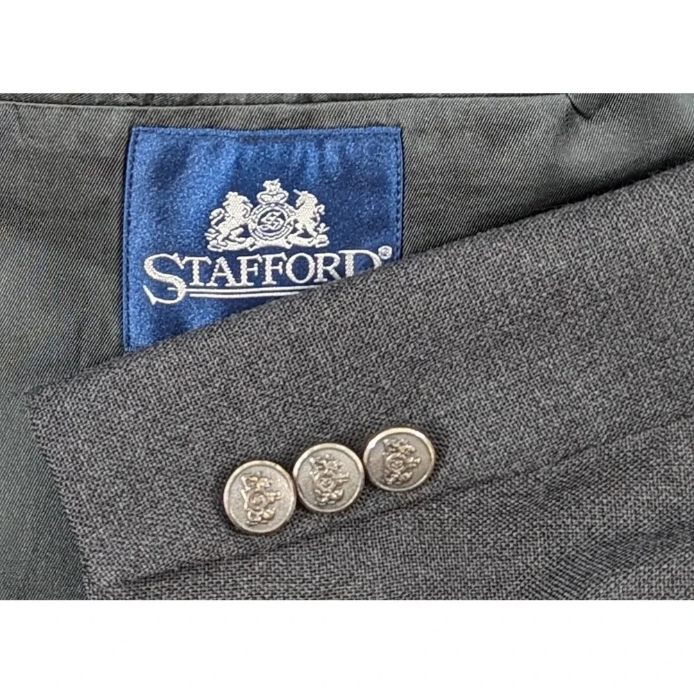 Mens Stafford‎ Blazer Sport Coat Sport Jacket  44R Classic Coats Dark Gray Blend